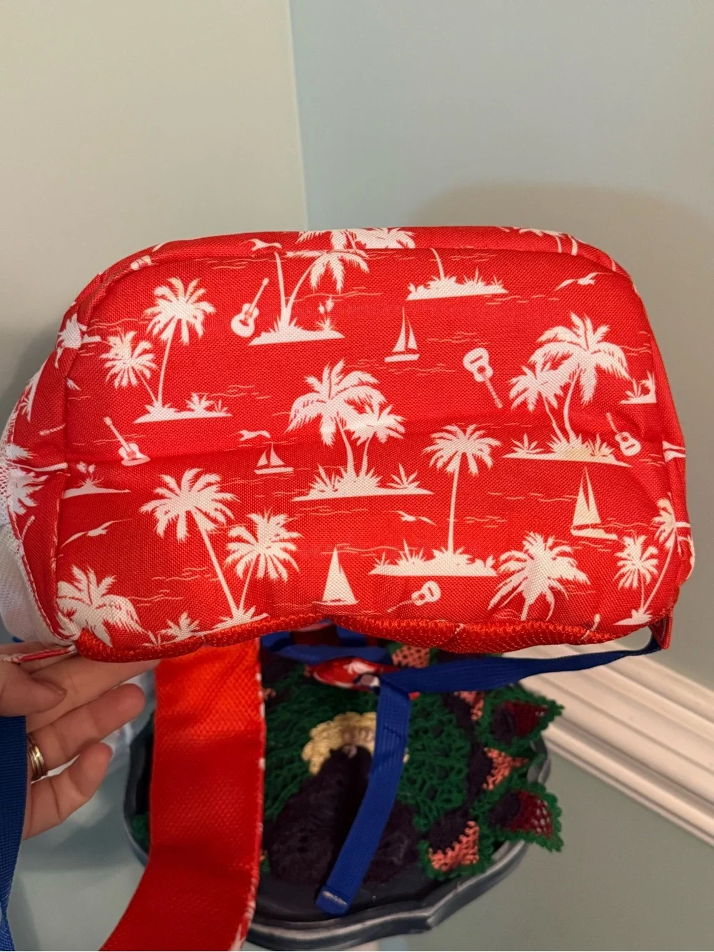 Margaritaville Original Red and Blue Tropical Palm Cooler Backpack